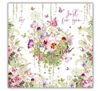 Nigel Quiney Female Birthday Card - General Card for Women - Butterflies and Flower Terrarium with Embossed Foil Finish - Eco-Friendly and Recyclable