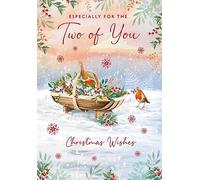 Nigel Quiney For the Two of You Christmas Card - Robins and Berry Foraging with Foil Finish - Eco-Friendly and Recyclable