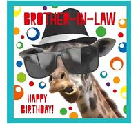 Nigel Quiney Funny Birthday Card for Brother In Law - Amusing Giraffe Design - Foil Finish - Animal Birthday Greeting Card For Him