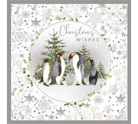 Nigel Quiney General Christmas Card - Family of Penguins in the Snow with Foil Details - Eco-Friendly and Recyclable