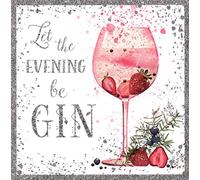 Nigel Quiney General Female 'Happy Birthday' Card - 'Gin O'Clock' - Pretty Design with Pink Gin Cocktail and Strawberries - Foil Finish - for Her - The Pizazz Range