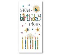 Nigel Quiney General Male Birthday Money Wallet Card for Boys/Men - Birthday Candles & Stars - Eco-Friendly and Recyclable