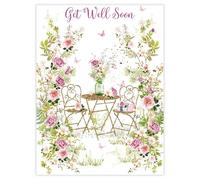 Nigel Quiney Get Well Soon Card - Pretty Floral Rose Garden & Flowers Design - Get Well - Premium Thinking of You Greeting Card with Envelope - Eco-Friendly and Recyclable