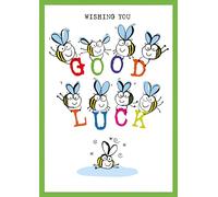 Nigel Quiney Good Luck Card - Good Luck Card with Colourful Bumble Bees Design