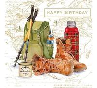 Nigel Quiney Male Birthday Card - General Card for Men - Hiking Boots, Map and Rucksack with Embossed Foil Finish - Eco-Friendly and Recyclable