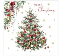 Nigel Quiney Merry Christmas Card - Festive Woodland Tree Design - Christmas Greeting Card with Envelope