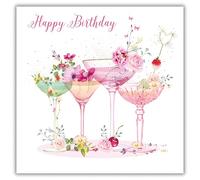 Nigel Quiney Open Female Birthday Greeting Card from the Pizazz Range - Floral Cocktails - Foil Finish - for Her