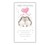 Nigel Quiney Our Anniversary Card - Happy Anniversary Card for a Special Couple with Sentimental Poem, Hedgehog and Hearts Design with a Foil Finish