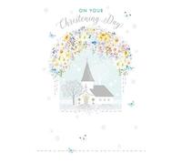 Nigel Quiney Pizazz On Your Christening Day Card from Church and Flowers - Silver Foil Finish