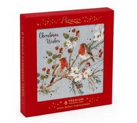 Nigel Quiney Pizazz Premium Handmade Boxed Christmas Cards, Robin Bird Design, Pack of 6