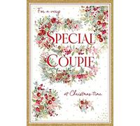 Nigel Quiney Special Couple Christmas Card - Winter Garland of Flowers and Berries with a Foil Finish - Eco-Friendly and Recyclable