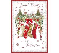 Nigel Quiney Special Friends Christmas Card - Christmas Stockings and Festive Mantlepiece with a Foil Finish - Eco-Friendly and Recyclable