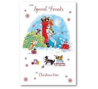 Nigel Quiney Special Friends Christmas Card - Festive Dogs Mail Service with a Foil Finish - Eco-Friendly and Recyclable