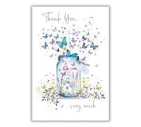 Nigel Quiney Thank You Card - Butterflies in a Jar with Foil Details - Eco-Friendly and Recyclable