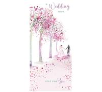 Nigel Quiney Wedding Money Wallet (NQ-BS47) - Cherry Blossom Couple - Silver Foil Finish - For You Both