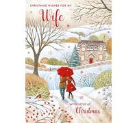 Nigel Quiney Wife Christmas Card, Single - Christmas Cards 2024 with Couple Walking in the Snow Scenic Festive Design and Special Finish - Eco-Friendly Xmas Cards with Envelope