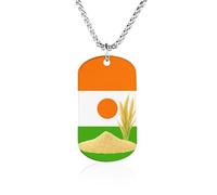 Niger Flag Millet Sorghum Men's Pendant Necklace Chain Customizable Jewelry Dog Tag Necklaces