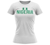 Nigeria Country Flag T Shirt Womens, Nigerian Flag Print Design Tee, Footballer Supporters Gifts for Her, Nigeria Sport Gift Ideas, M, White