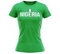 Nigeria Country Flag T Shirt Womens, Nigerian Flag Print Design Tee, Footballer Supporters Gifts for Her, Nigeria Sport Gift Ideas, XL, Irish Green