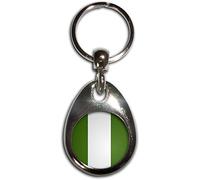 Nigeria Flag - Chrome Tear Drop Shaped Double Sided Key Ring