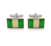 Nigeria Flag Cufflinks for Men - Onyx Art CK155 Green White Nigerian Flag Cuff Links, Heritage Gift for Weddings, Business Suits and Formal Shirts