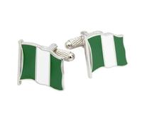 Nigeria Flag Cufflinks - Onyx Art CK991 Nigerian Wedding Gift In Premier Life Packaging