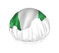 Nigeria Flag Map Print Shower Cap For Women,Reusable Bath Cap,Breathable Shower Caps,Bathing Shower Caps With Adjustable
