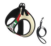 Nigeria Flag Map With Horse Pattern Print Adjustable Reflective Harness Leash Set For Cats, Dogs And Small Pets, Soft Breathable Mesh Walking Vest With Escape-Proof Lead