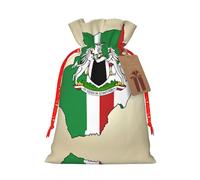 Nigeria Flag Map With Horse Pattern Print Christmas Burlap Gift Bag With Drawstring, Present Small Favor Pouch For Birthday Parties-S Size