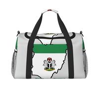 Nigeria flag map01 print Travel Duffle Bag Gym Bag for Women,Puffer Tote Bag,Weekender Overnight Bag Organizer, Black, One Size