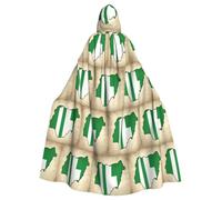 Nigeria Flag Map02 Print Adults Hooded Cloak, Halloween Robe Hooded Cape Witch Wizard Cosplay Costumes For Men Women