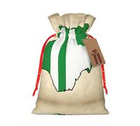Nigeria Flag Map02 Print Christmas Burlap Gift Bag With Drawstring, Present Small Favor Pouch For Birthday Parties-S Size