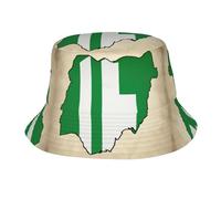 Nigeria Flag Map02 Sun-Proof Hat Beach Bucket Cap for Summer Outdoor Fishing Trips Uv Protection, Unisex Black, Black, One size