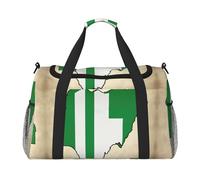Nigeria Flag Map02 Travel Duffel Bag Large Foldable Waterproof Overnight Bag Beach Swim Bags Pool Sports Gym