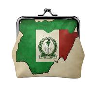 Nigeria flag map03 small makeup bag for purse,kiss lock bank card storage bag retro compact multifunctional change bag, Black, One Size, Art Deco
