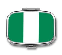 Nigeria Flag Mini Pill Box Portable Vitamins Organizer 2 Compartment Square Pills Case for Pocket Purse