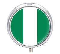 Nigeria Flag Mini Pill Box Portable Vitamins Organizer 3 Compartment Pills Case for Pocket Purse