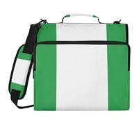 Nigeria Flag Nigerian National Green 3 Ringing Zip Up Binder with Strap Includes Zip Pocket Documents Files Storage Bag for Middle School