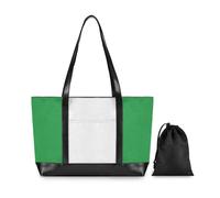 Nigeria Flag Nigerian National Green Large Capacity Tote Bag With Compartments with Zipper Bag 14 Inch for Work with Tablet maletin ejecutivo para mujer