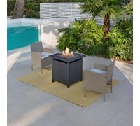 Nigeria Grey Set of Garden Chairs with Fire Pit Table, 2 Chairs Home Detail Grey One Size
