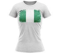 Nigeria Grunge Flag T Shirt, Nigeria Football Supporters, Nigeria Fans Gift idea for Her, Nigeria Country Flag Top, Football Tee, M, White