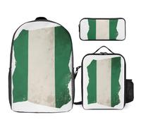 Nigeria National Flag 3-Piece Printed Backpack Sets Schoolbag Travel Daypack Shoulder Bag Pencil Case Water-Resistant Lightweight