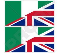 NIGERIA-United Kingdom Flag, Nigerian-British Union Jack UK-Africa 3" (75mm) Vinyl Bumper Stickers, Decals x2