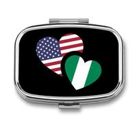 Nigeria US Flag Travel Pill Organizer 2 Compartments Pill Case Pill Box Containers for Purse Pocket