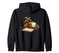 Nigerian Dwarf Goat reading a book Zip Hoodie