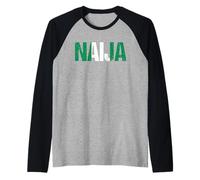 Nigerian Flag Gift Distressed Nickname for Nigerians Naija Raglan Baseball Tee