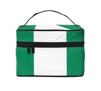 Nigerian Flag Makeup Bag for Travel (9x6.5x6.2 Inch), Roomy Cosmetic Organizer for Women, Convenient Storage Solution