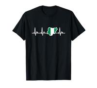Nigerian Flag White Heart Line Nigeria T-Shirt