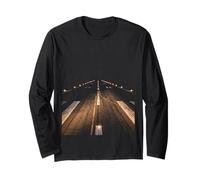 Night Airport Runway Lights Aviation Aircraft Landing Long Sleeve T-Shirt