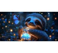 Night Animals Diamond Painting Kits for Adults & Kids, 5D Full Drill Round Diamond Art Craft, DIY Gem Art Painting by Numbers for Home Wall Decor, Beginner Friendly, Stress Relief Gift 20 x 40cm A-469